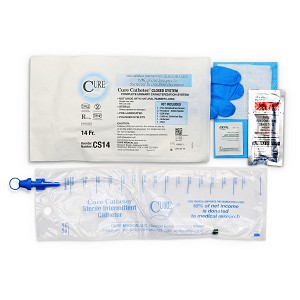 Intermittent Catheter Kit, Cure Catheter closed system / Straight tip 14 fr. without ballon (1/EACH)
