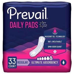 Adult-BLADDER CONTROL PAD PREVAIL 16 INCH LENGTH HEAVY ABSORBENCY POLYMER FEMALE DISPOSABLE (132/CS)